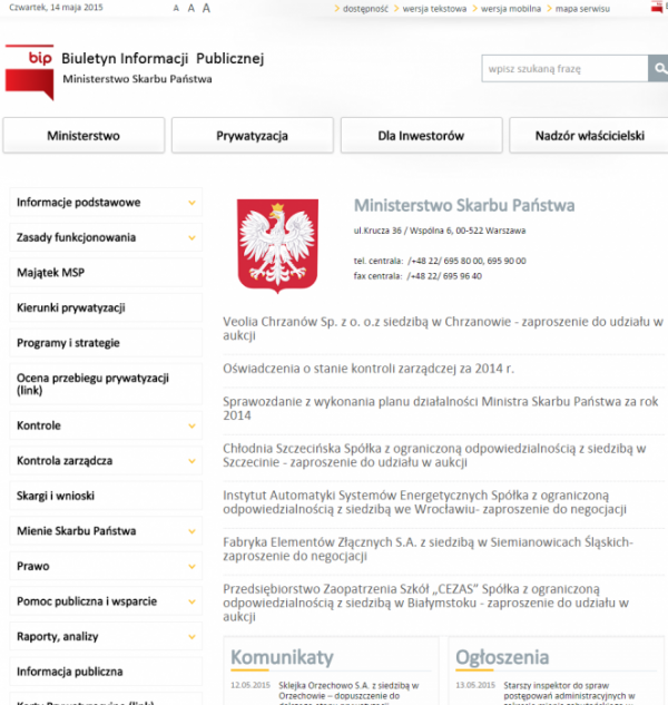 BIP Ministerstwa Skarbu Państwa