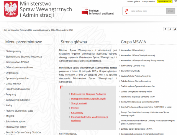 Biuletyn Informacji Publicznej MSW