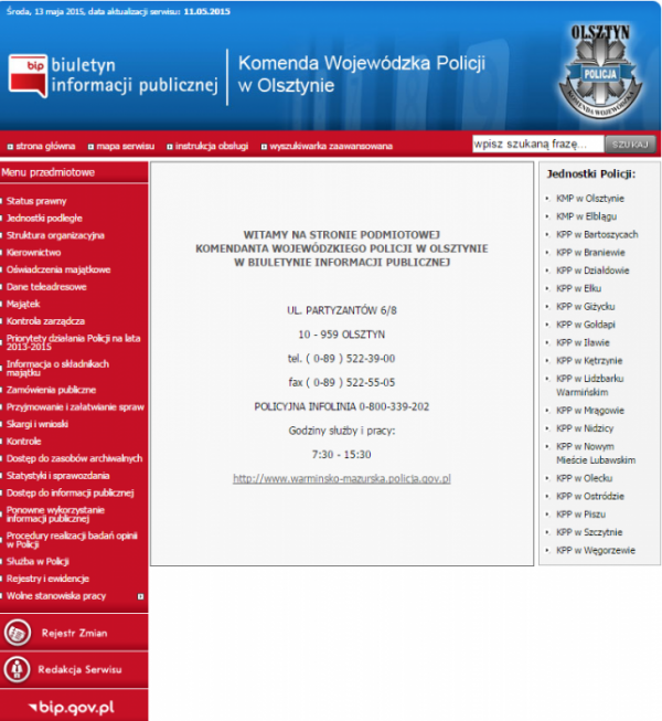 BIP - Komenda Wojewódzka w Olsztynie