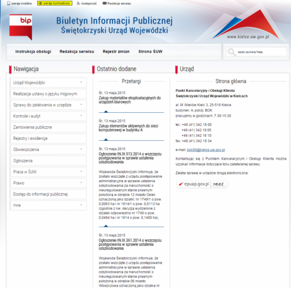 BIP Świętokrzyski Urząd Wojewódzki